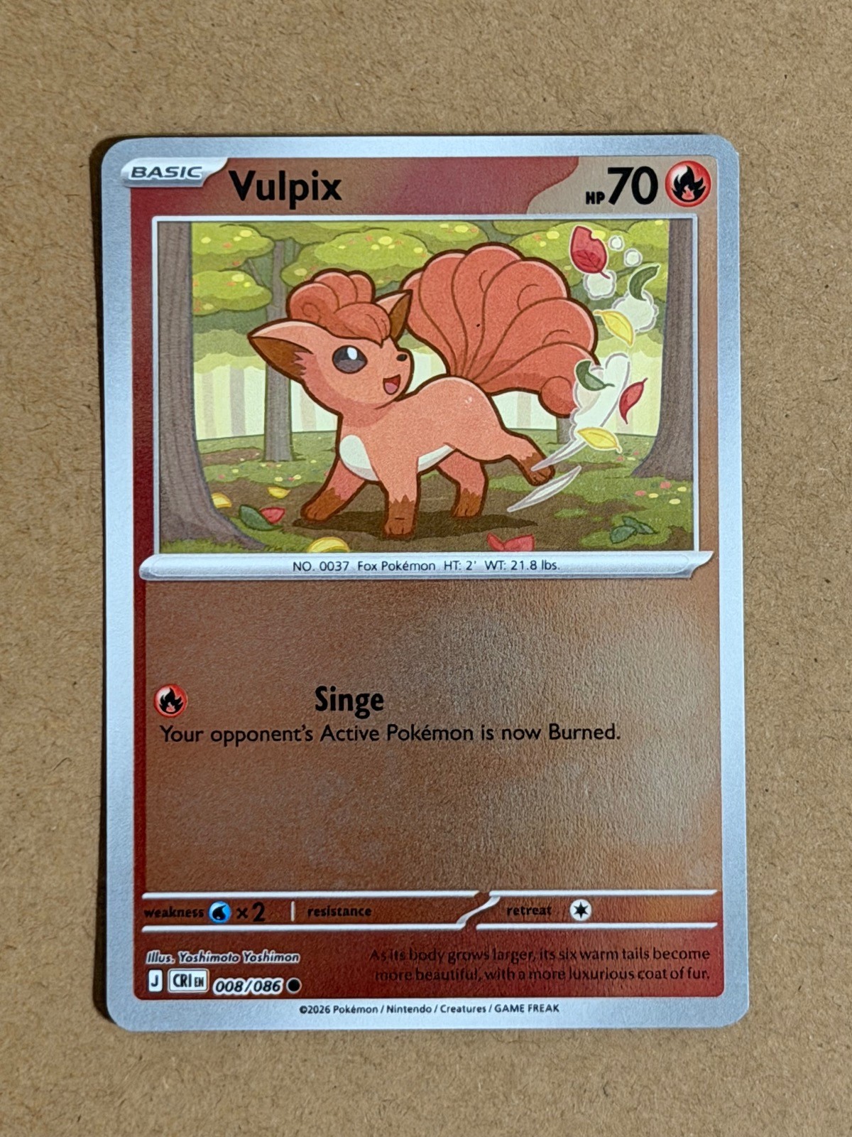 Vulpix 008/086 Chaos Rising Pokemon Reverse Holo NM Yoshimoto Yoshimon