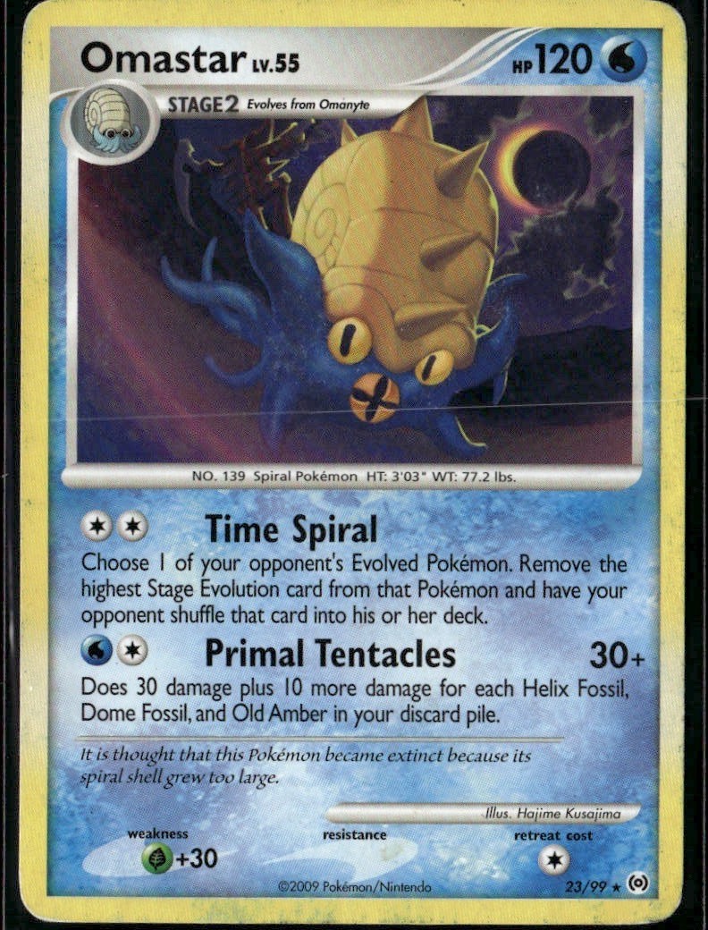 Omastar Rare Arceus 23/99 Water Pokemon Card