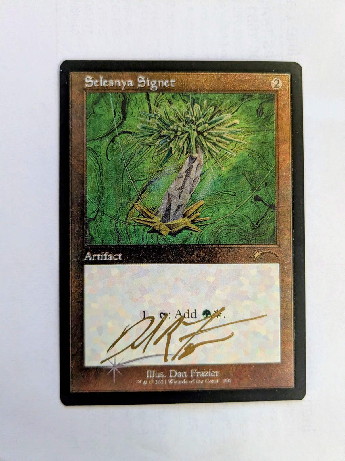 MTG FOIL Selesnya Signet SIGNED IN GOLD BY DAN FRAZIER