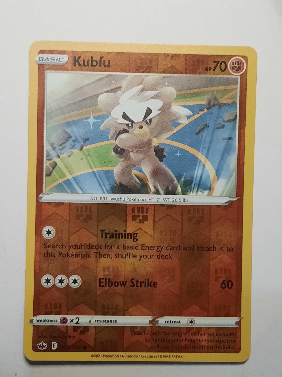 Kubfu 093/198 C Chilling Reign Pokemon REVERSE HOLO NM