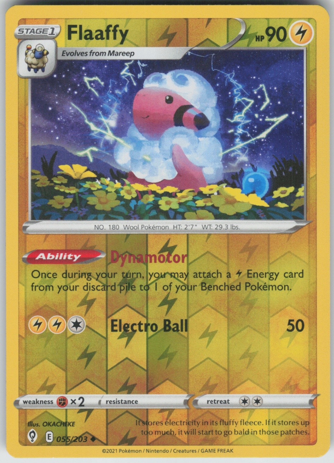 Flaaffy 055/203 (Reverse Holo) SWSH07: Evolving Skies
