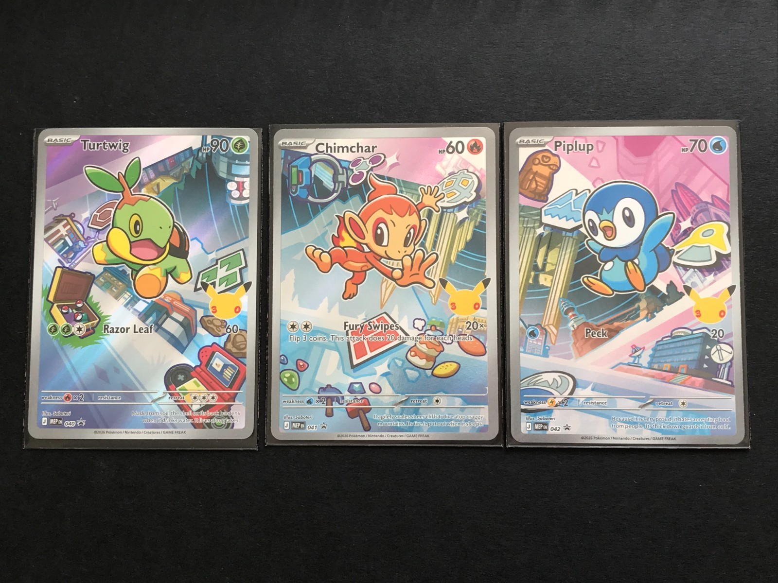 Turtwig Chimchar Piplup Pokemon First Partner Illustration Series 1 Gen 4 Sinnoh