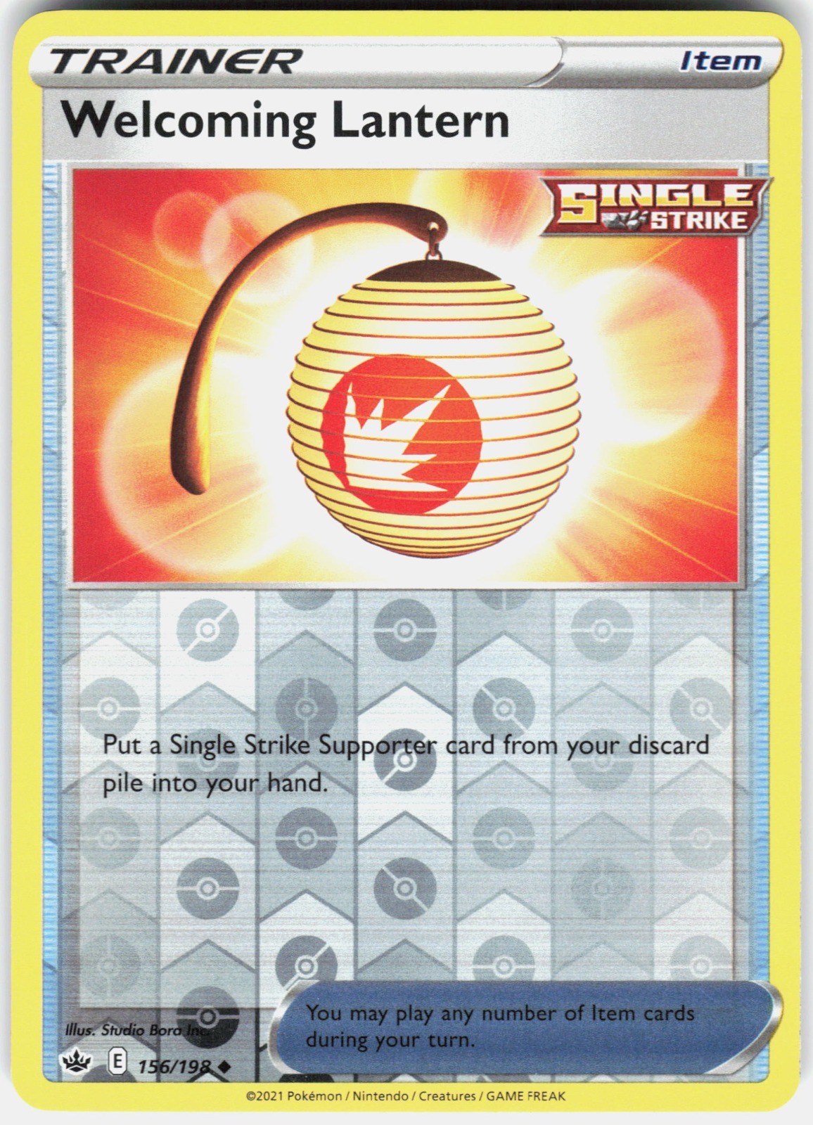 Welcoming Lantern Reverse Holo SWSH06: Chilling Reign 156/198 NM Studio Bora Inc