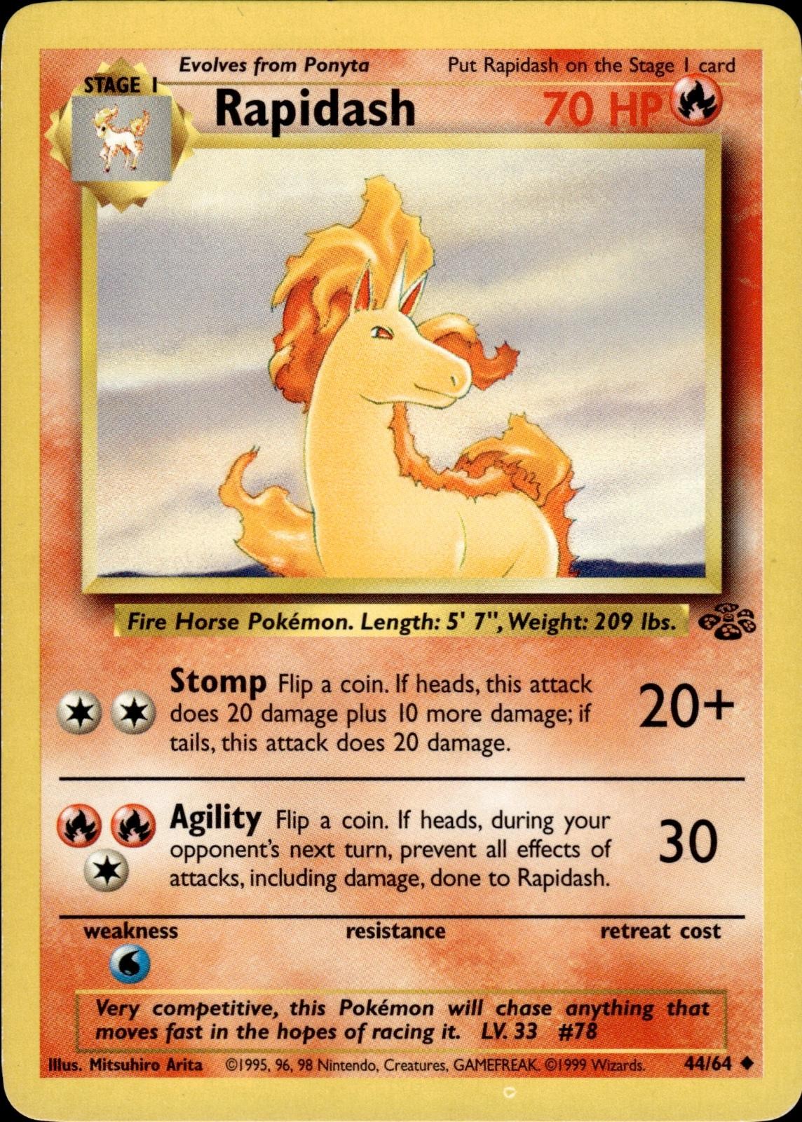 Pokemon Jungle Uncommon Rapidash 44/64 – Near Mint (NM)
