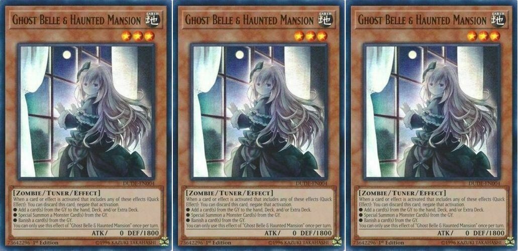 3X GHOST BELLE & HAUNTED MANSION 3X (PLAYSET) ULTRA RARE DUDE-EN004 (NM) YUGIOH!