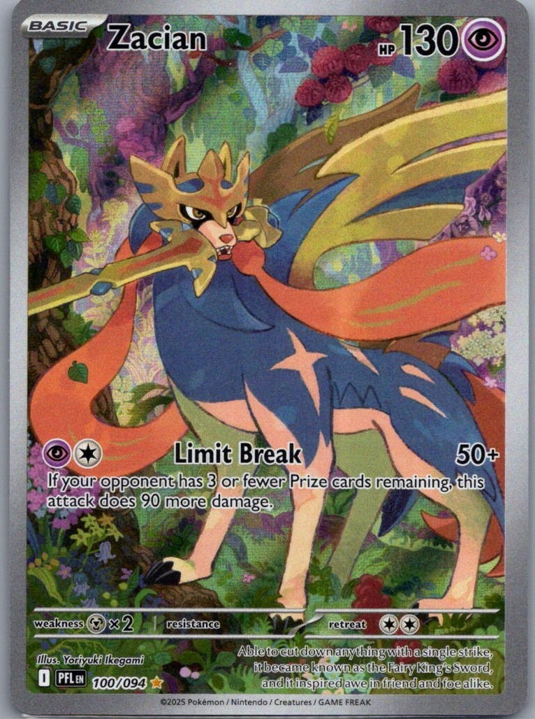 Pokémon Zacian Full Art Illustration Rare Holo Phantasmal Flames 100/094 NM