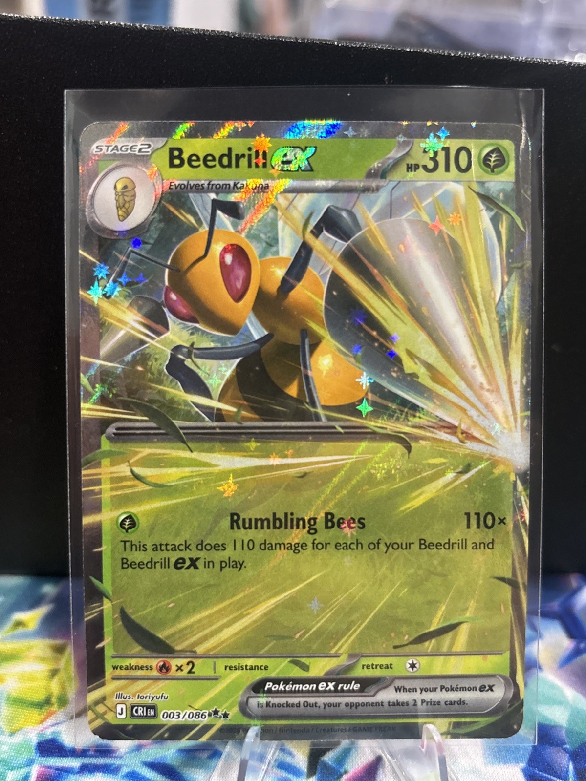 Beedrill ex 003/086 Double Rare Chaos Rising Pokemon Holo Near Mint