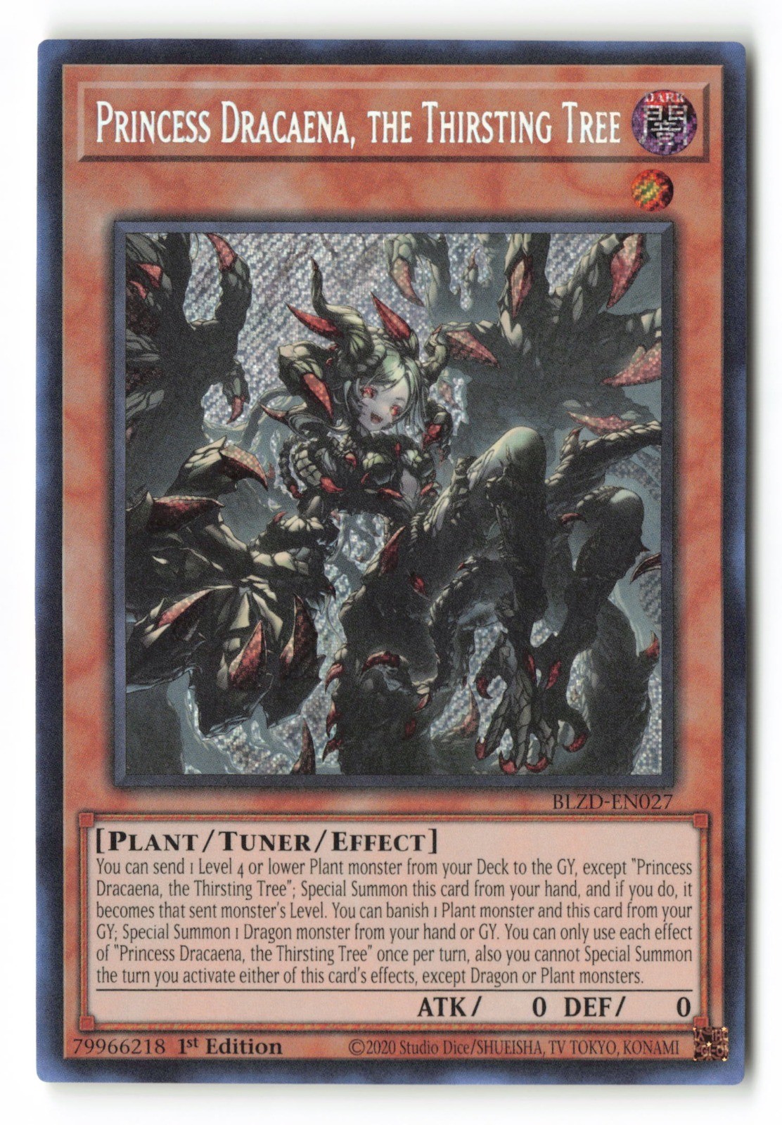 Princess Dracaena, the Thirsting Tree BLZD BLZD-EN027 Secret Rare 1st Edition NM