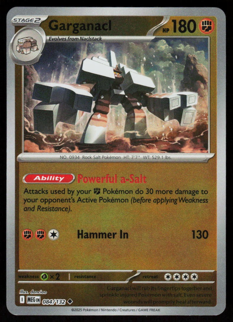 Garganacl 084/132 Uncommon Mega Evolution Pokemon Reverse Holo Near Mint