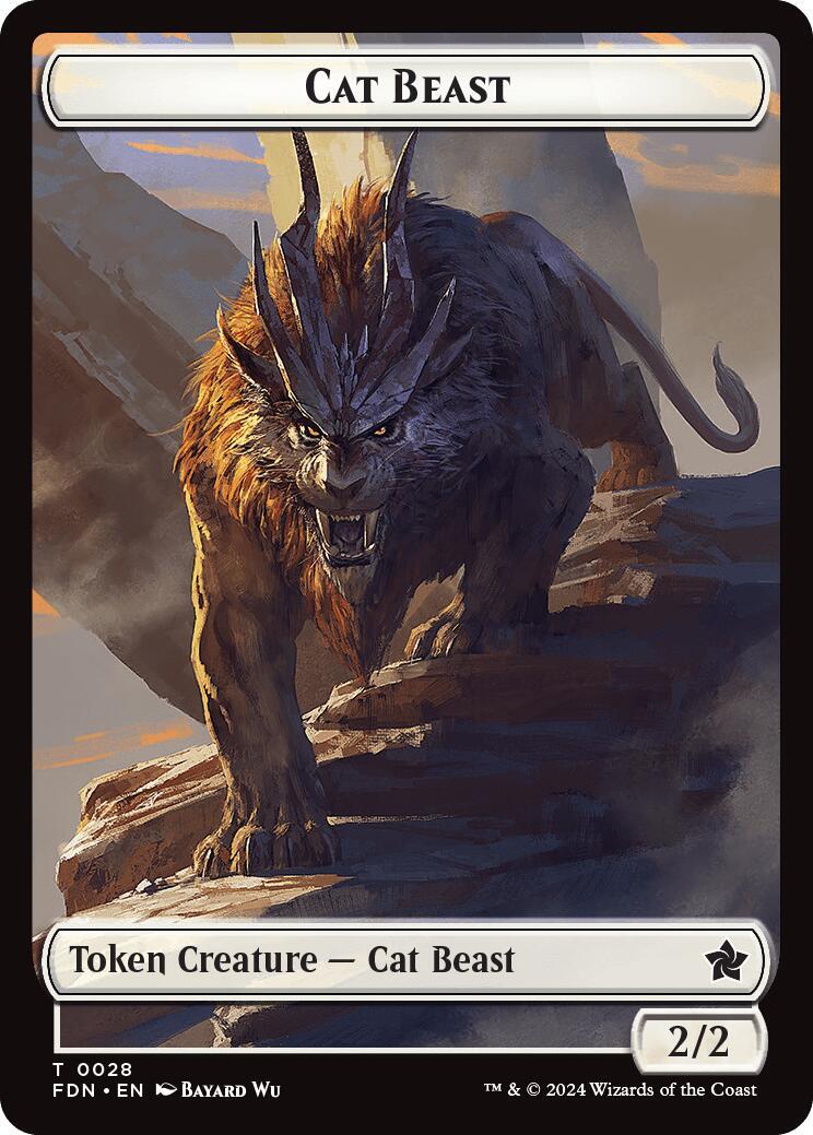 Cat Beast // Dragon (0017) Double-Sided Token [Foundations Tokens] Magic MTG