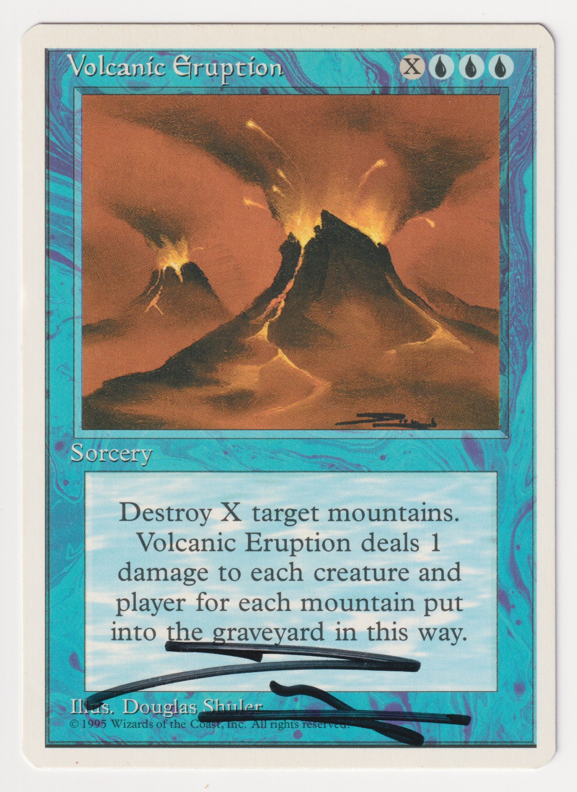 Signed Volcanic Eruption HP 4th Edition Artist Douglas Shuler 1995 MTG Magic!
