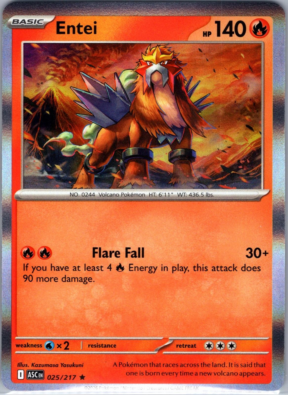 Entei 025/217 Rare Ascended Heroes Pokemon Holo Near Mint