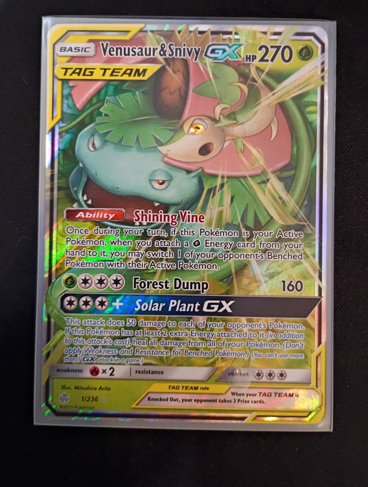 Pokémon TCG Venusaur & Snivy GX 1/236 Sm-Cosmic Eclipse HP Condition