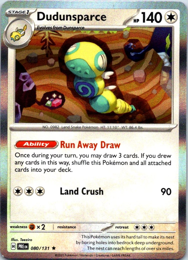 Dudunsparce 080/131 Rare SV: Prismatic Evolutions NM