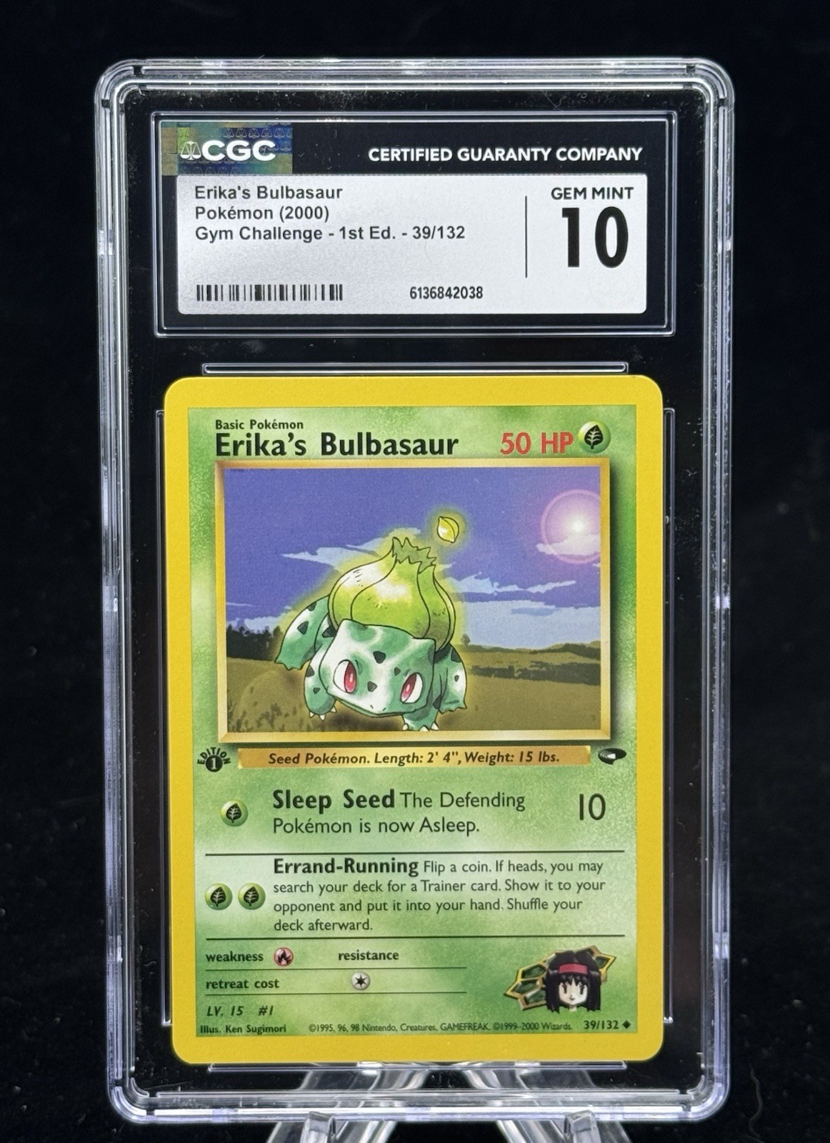 Erika’s Bulbasaur #39 1st Edition Gym Challenge 2000 Pokemon CGC 10 🍃