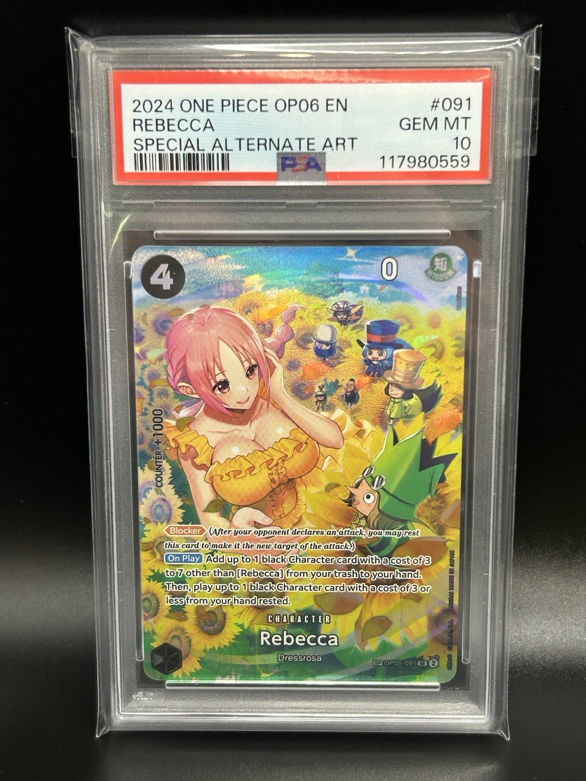 One Piece Card Rebecca OP05-091 SP Alt Art PSA 10 Wings Of The Captain