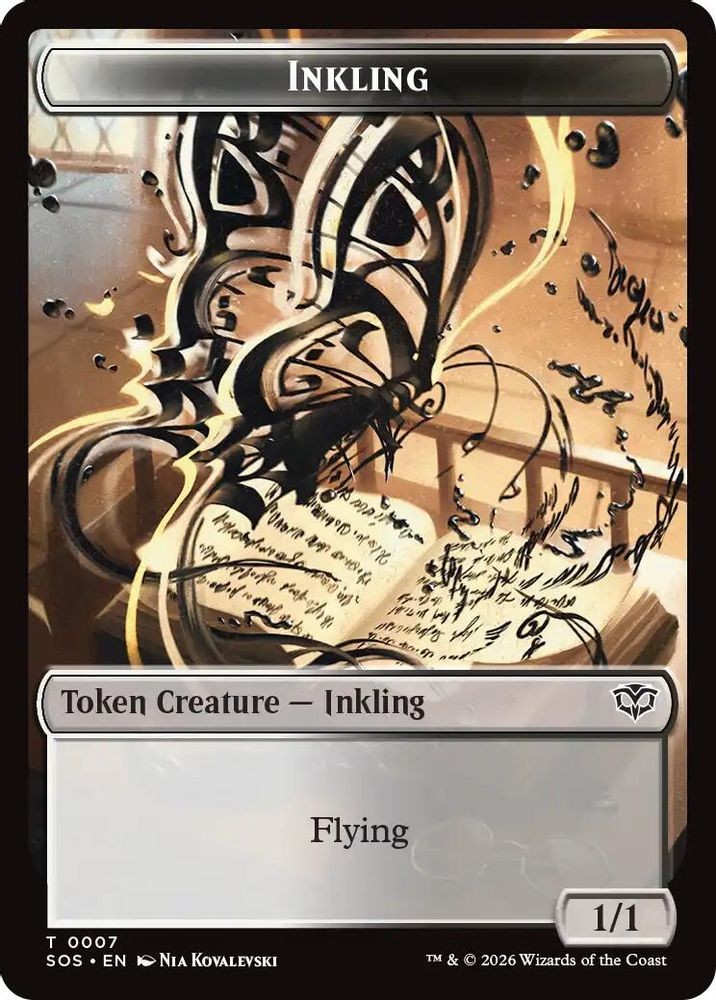 2026 MTG: SOS – Inkling 0007 Spirit 0011 Double Sided Token (#7 // 11, T, NM)