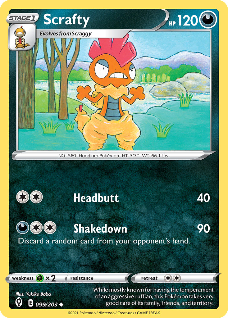 Scrafty 099/203 Uncommon Evolving Skies Near Mint