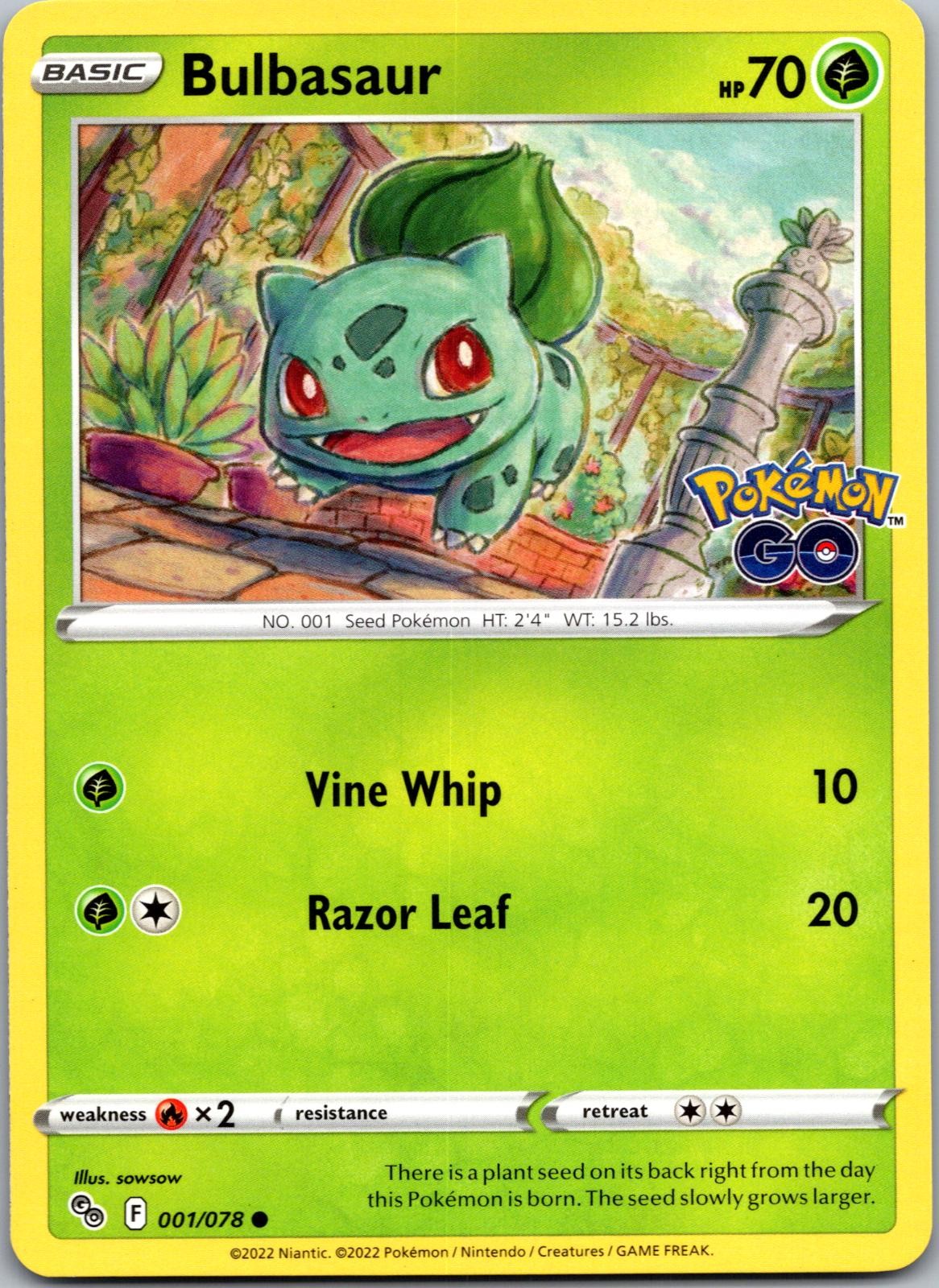 BULBASAUR 001/078 C POKEMON GO POKEMON NM