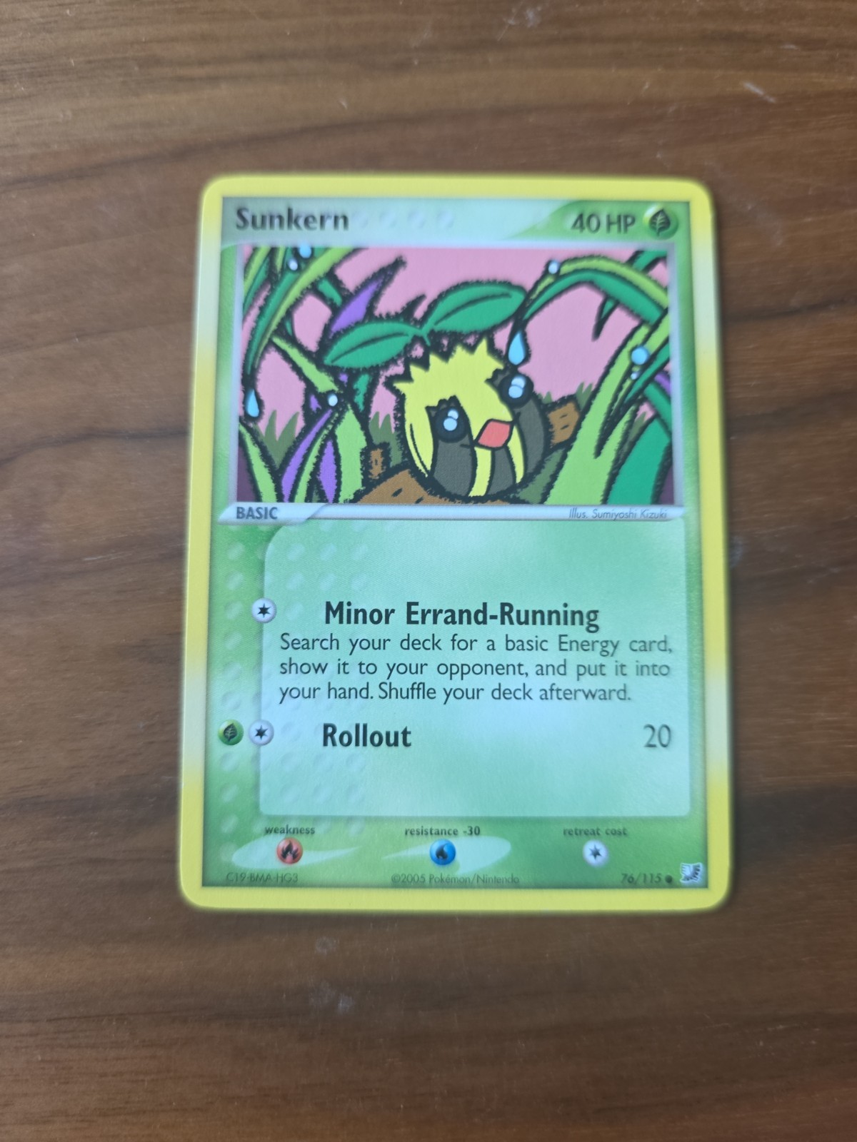 Sunkern 76/115 VLP – EX Unseen Forces 2005 Pokemon Card – Sumiyoshi Kizuki Art