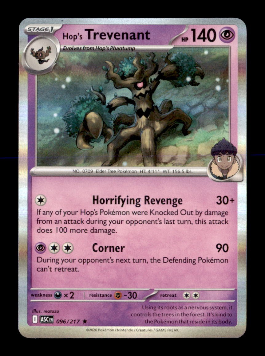 Hop’s Trevenant 096/217 Rare Ascended Heroes Pokemon Holo Near Mint