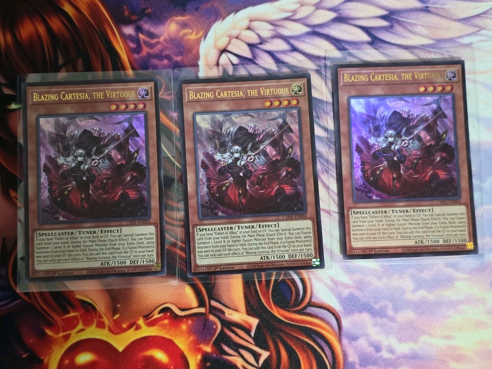 3x Blazing Cartesia, the Virtuous CH01-EN004 Chronicles Deck: the Fallen & the