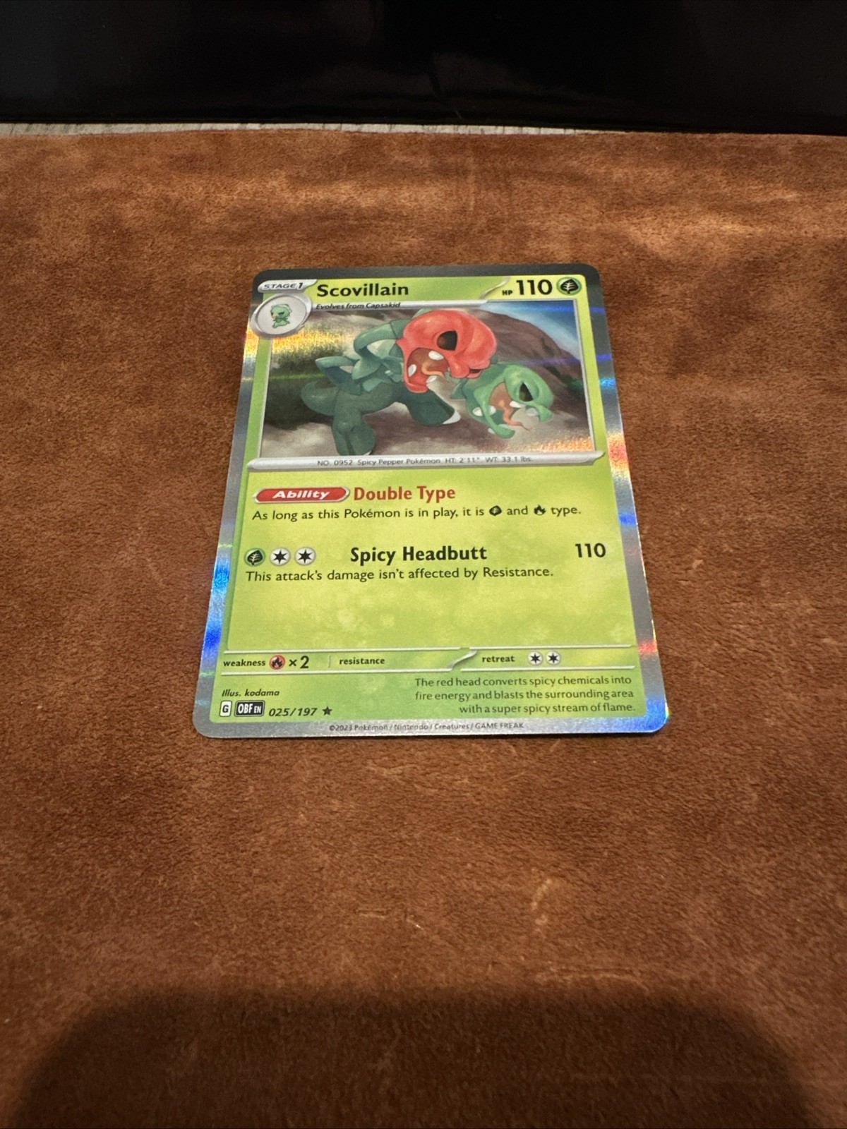 Pokemon -Scovillain -025/197 Exclusive Checklane – OBF -Cosmos Holo Rare – NM/M