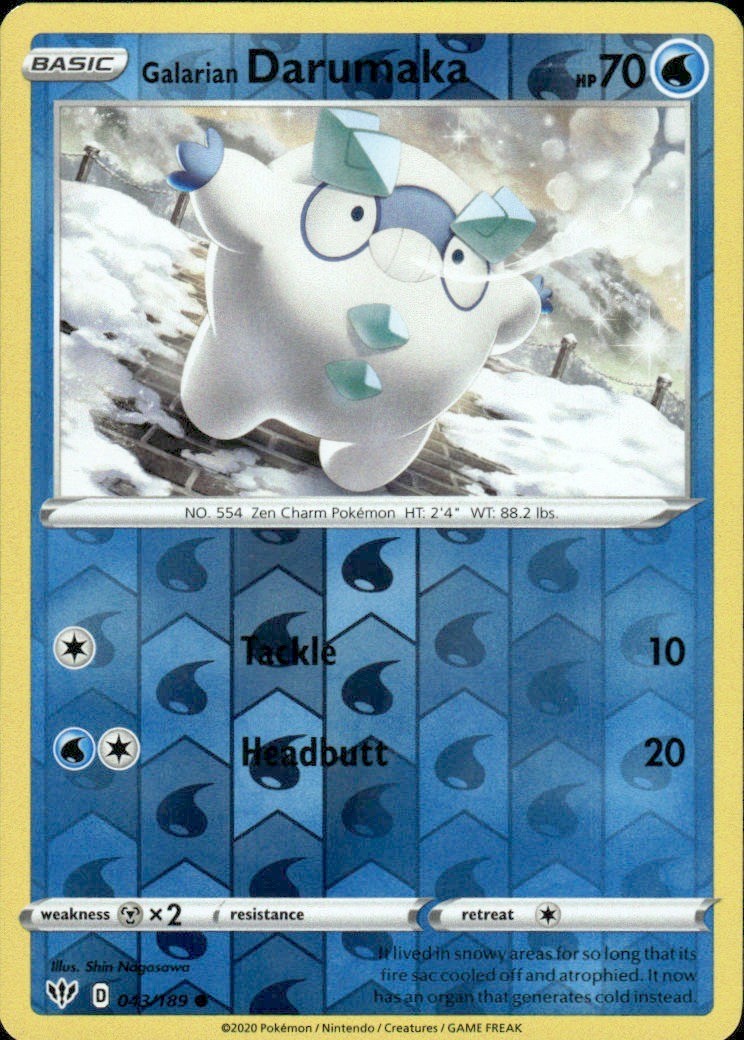 GALARIAN DARUMAKA 043/189 DARKNESS ABLAZE REVERSE HOLO POKEMON SHIN NAGASAWA