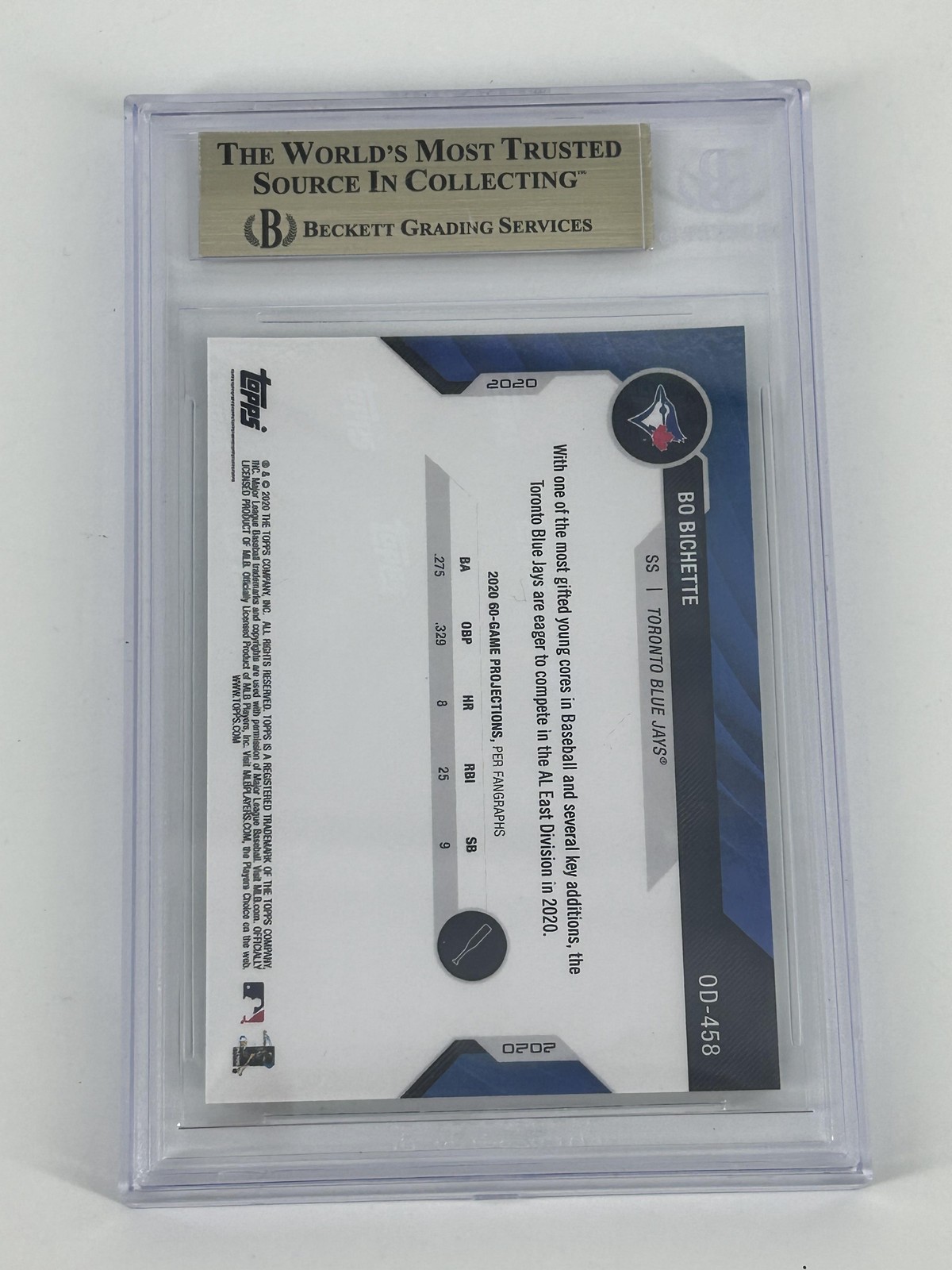 Topps Now Summer Camp ROOKIE Bo Bichette #OD458 BGS MT+ 9.5