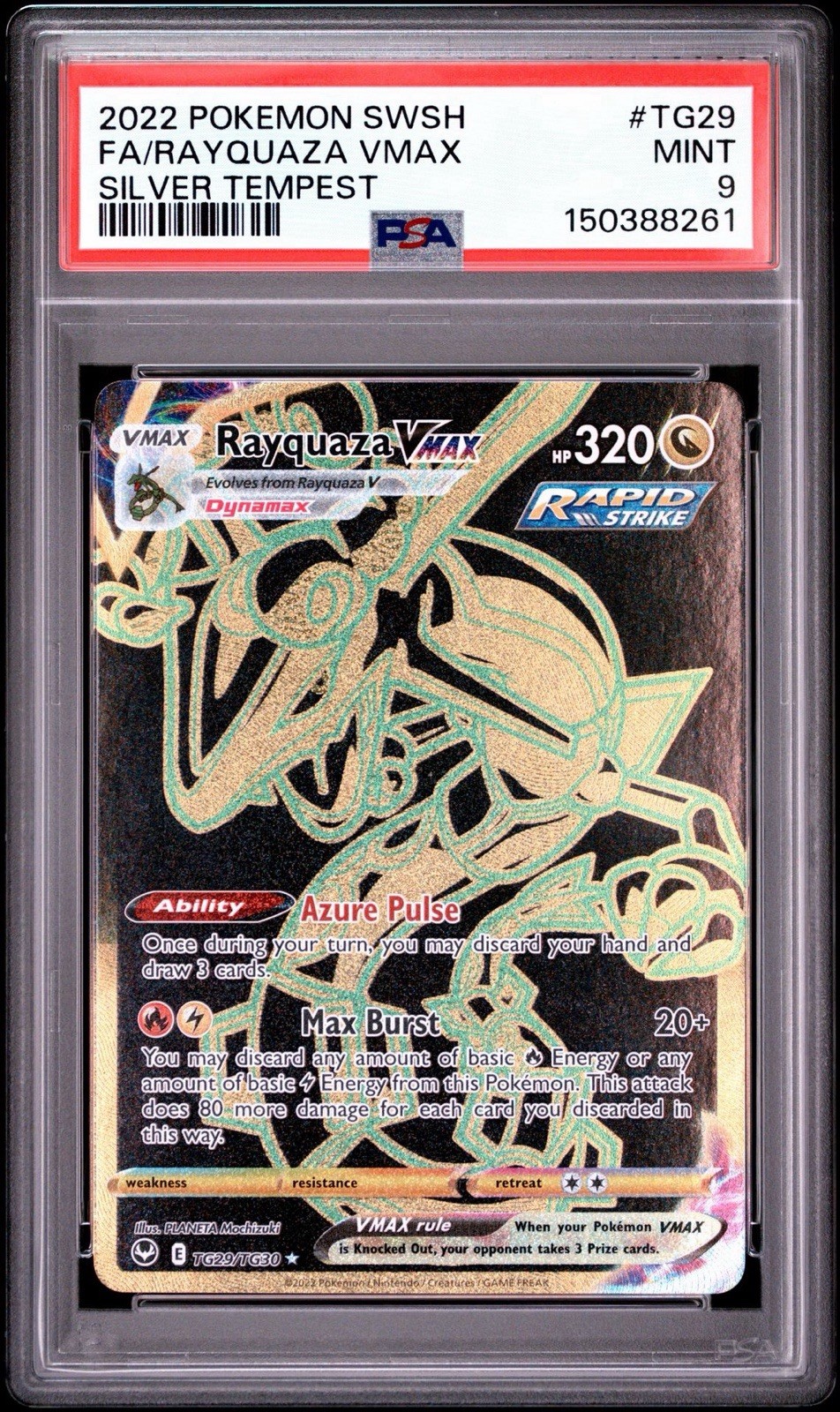 Rayquaza VMAX TG29/TG30 Sword & Shield – Silver Tempest Trainer – PSA 9
