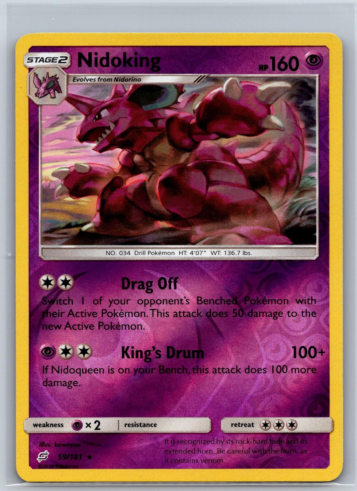 Nidoking 59/181 Rare Team Up Pokemon Reverse Holo NM/M 620b-35