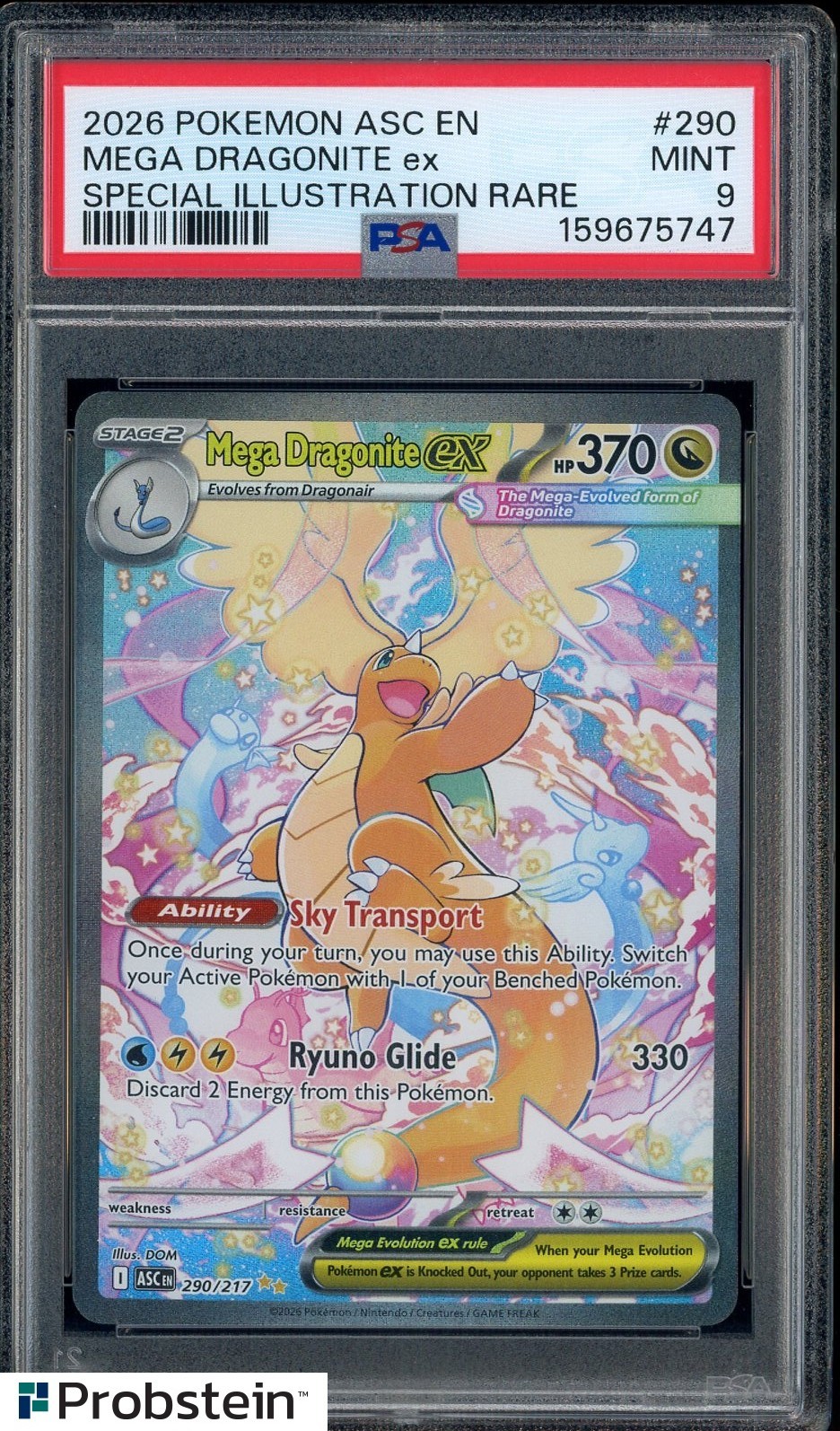 2026 Pokémon Ascended ASC EN #290 Mega Dragonite ex Special Illustration PSA 9
