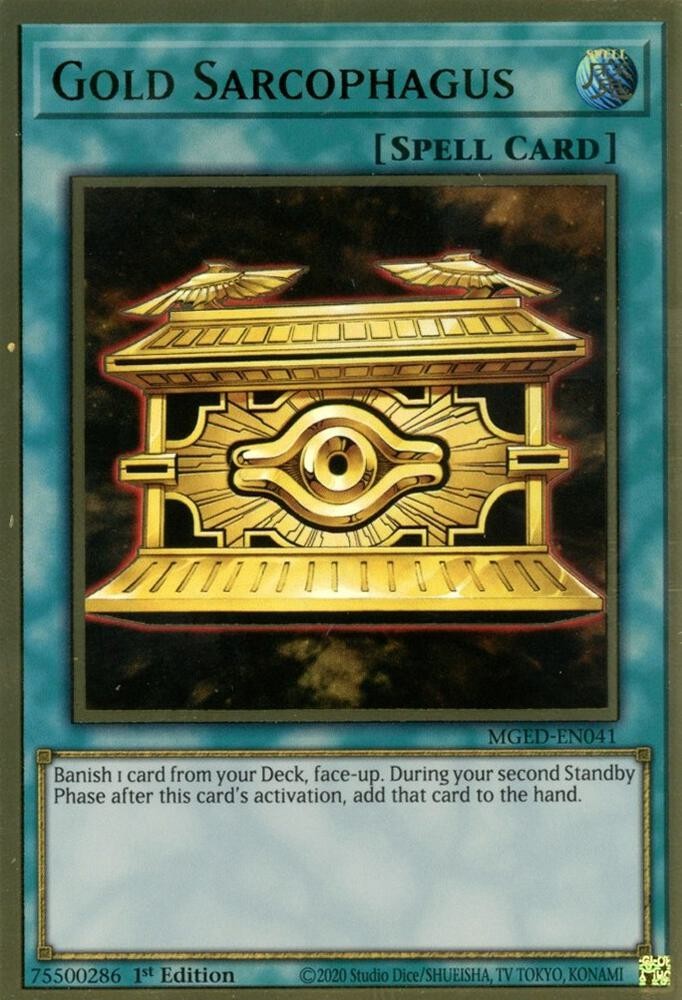 Yugioh Gold Sarcophagus 1st Edition Premium Gold Rare MGED-EN041 NM