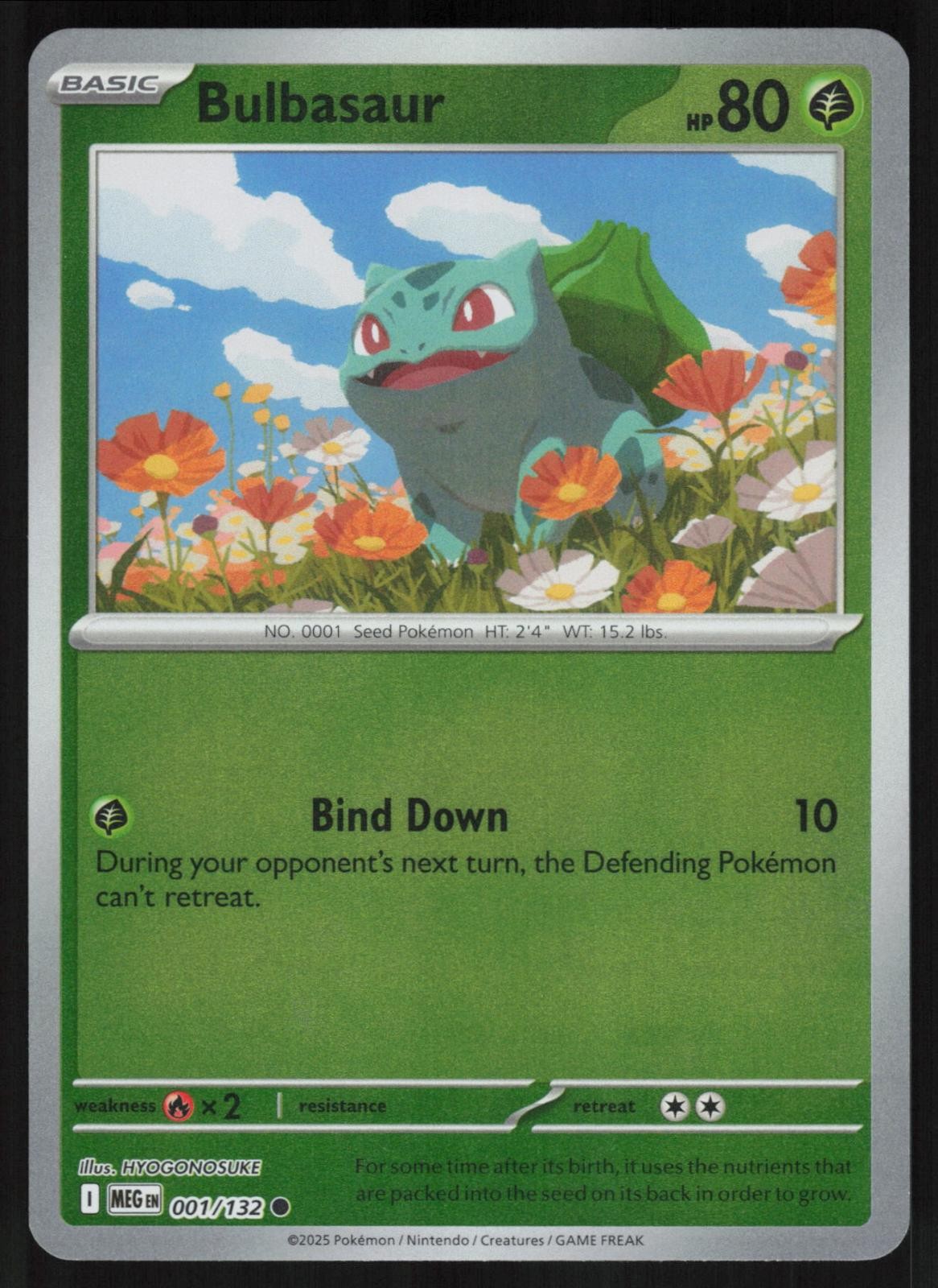 Bulbasaur 001/132 Mega Evolution Reverse Holo Common NM/M Pokemon