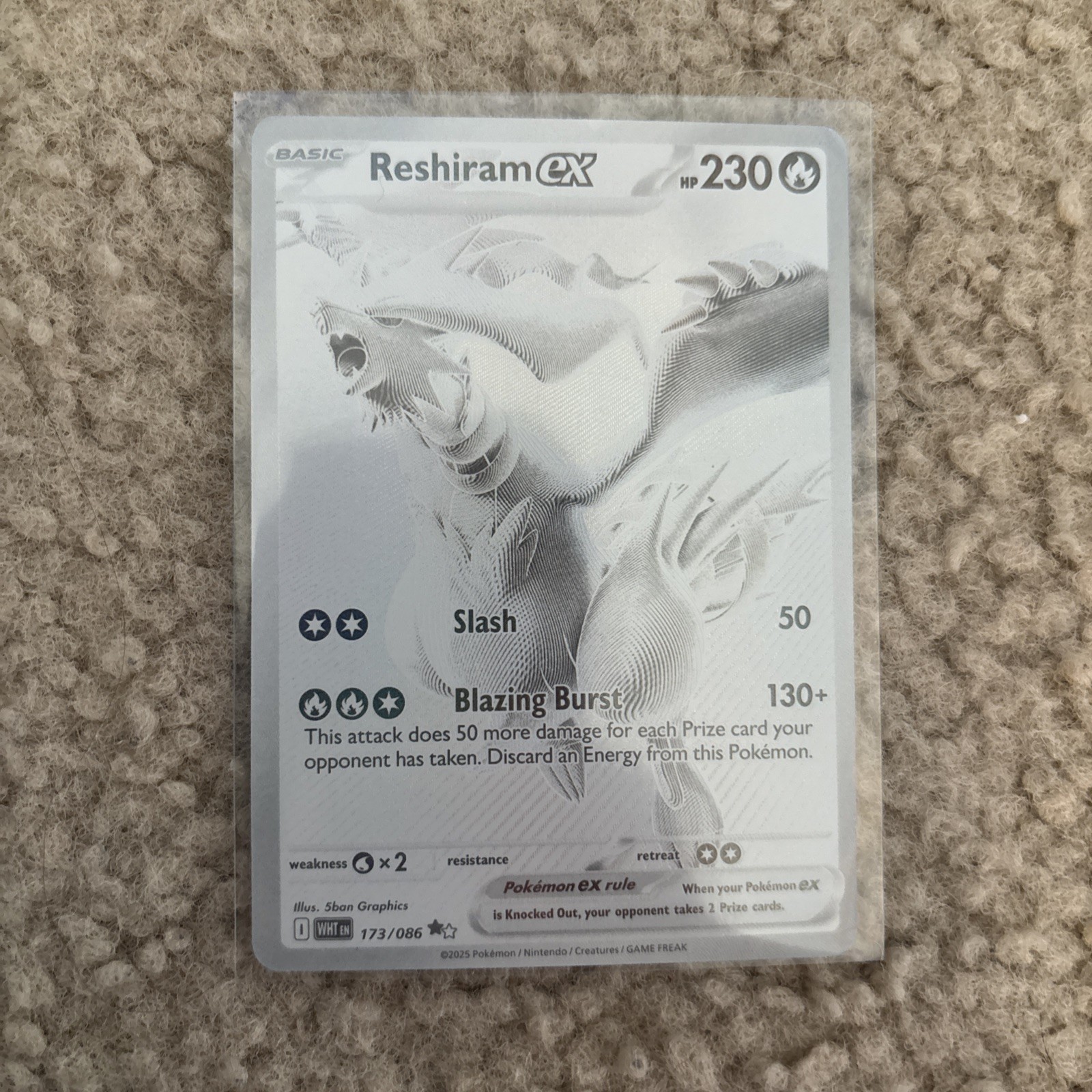 Pokémon TCG Reshiram EX White Flare Mint-Near Mint Condition Card 173/086 BWR