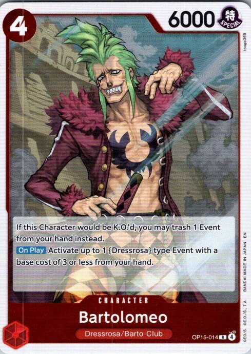 BARTOLOMEO OP15-014 R ONE PIECE FOIL NM EB04 TOUGE369~’