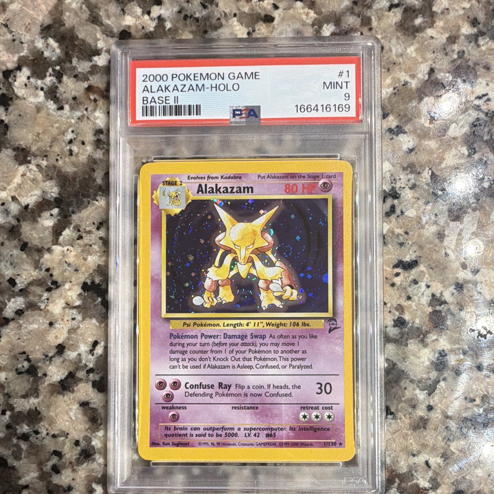 Alakazam Base Set 2 Holo 1/130 (2000) English Pokémon Card PSA 9