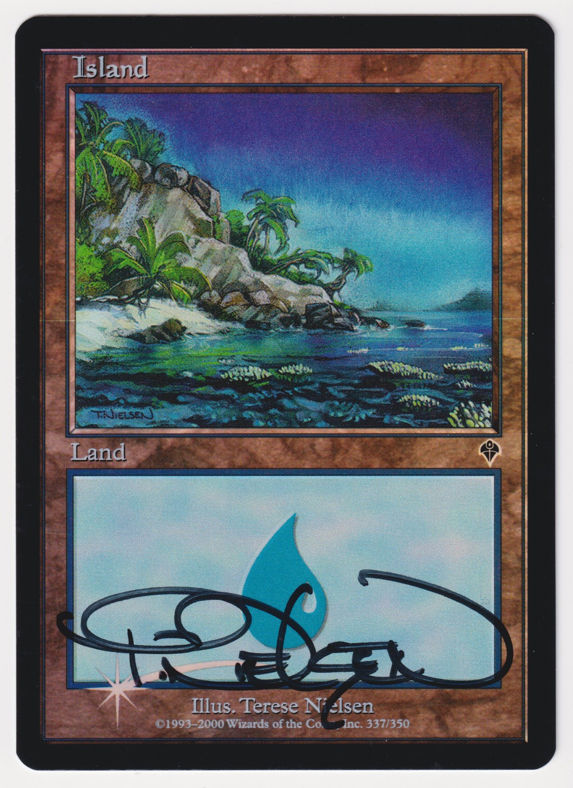 Signed FOIL Island 337 HP Invasion Artist Terese Nielsen 2000 MTG Magic Misprint