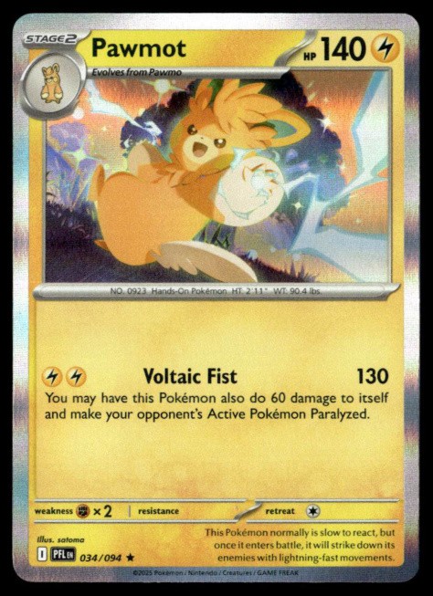 Pawmot Holo Rare ME02: Phantasmal Flames 034/094 NM