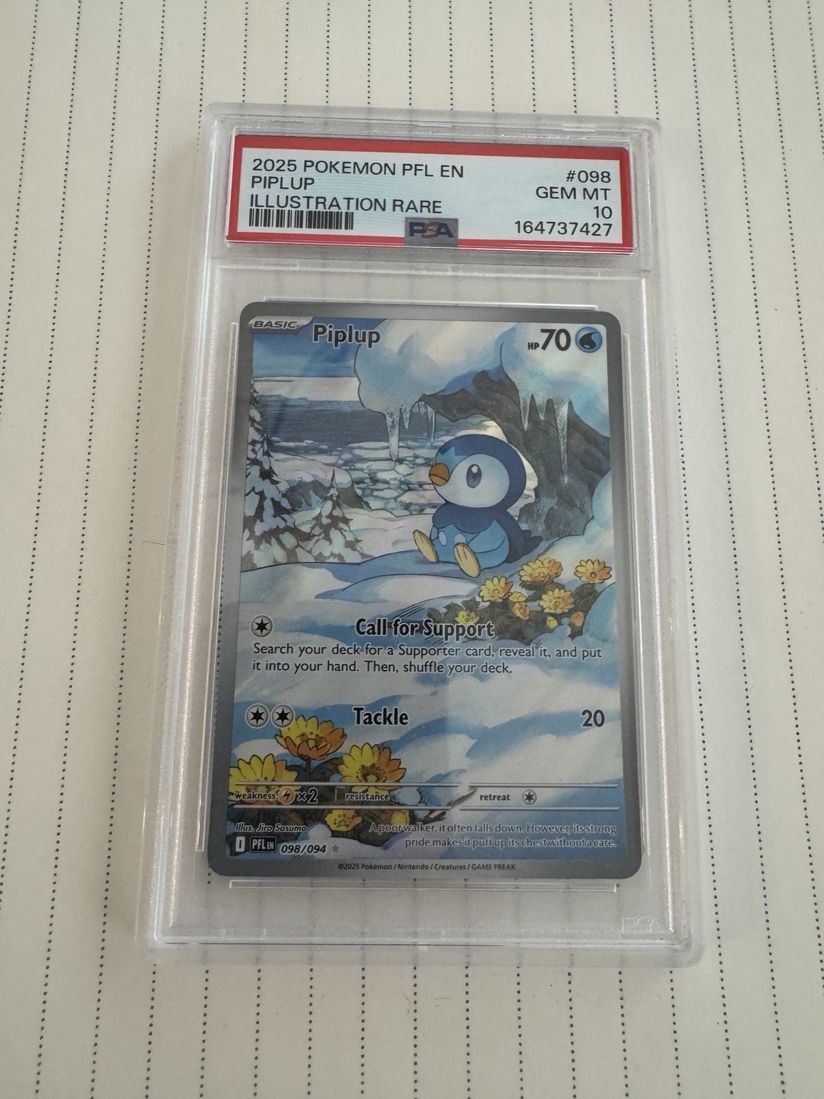 Piplup 098/094: Phantasmal Flames Illustration Rare PSA 10