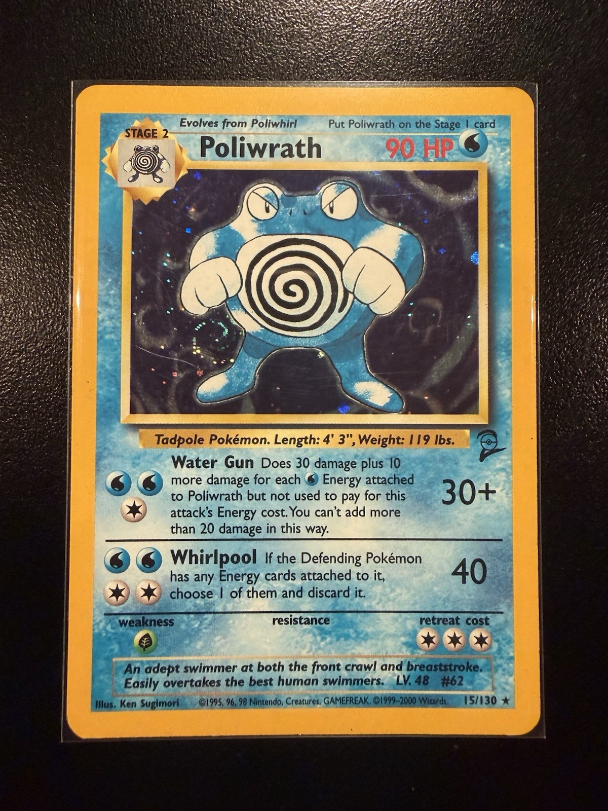Pokémon TCG Poliwrath Base Set 2 15/130 Holo Unlimited Holo Rare