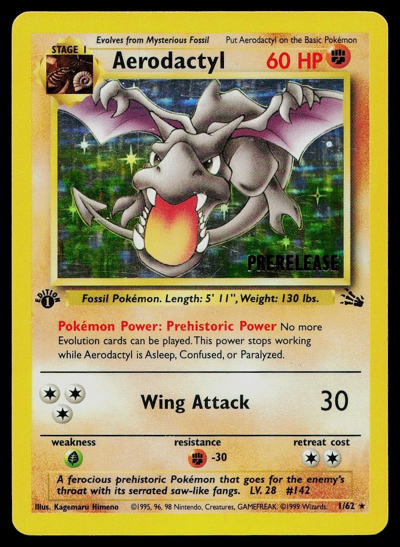 Pokemon Card WoTC Promo Aerodactyl (Prerelease) 01/62 1st Edition Holo Promo