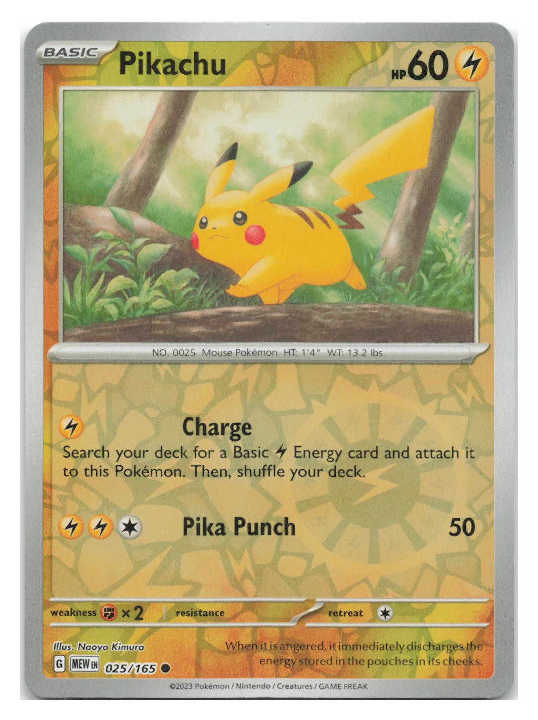 Pikachu 025/165 Common 151 Pokemon Reverse Holo 2023