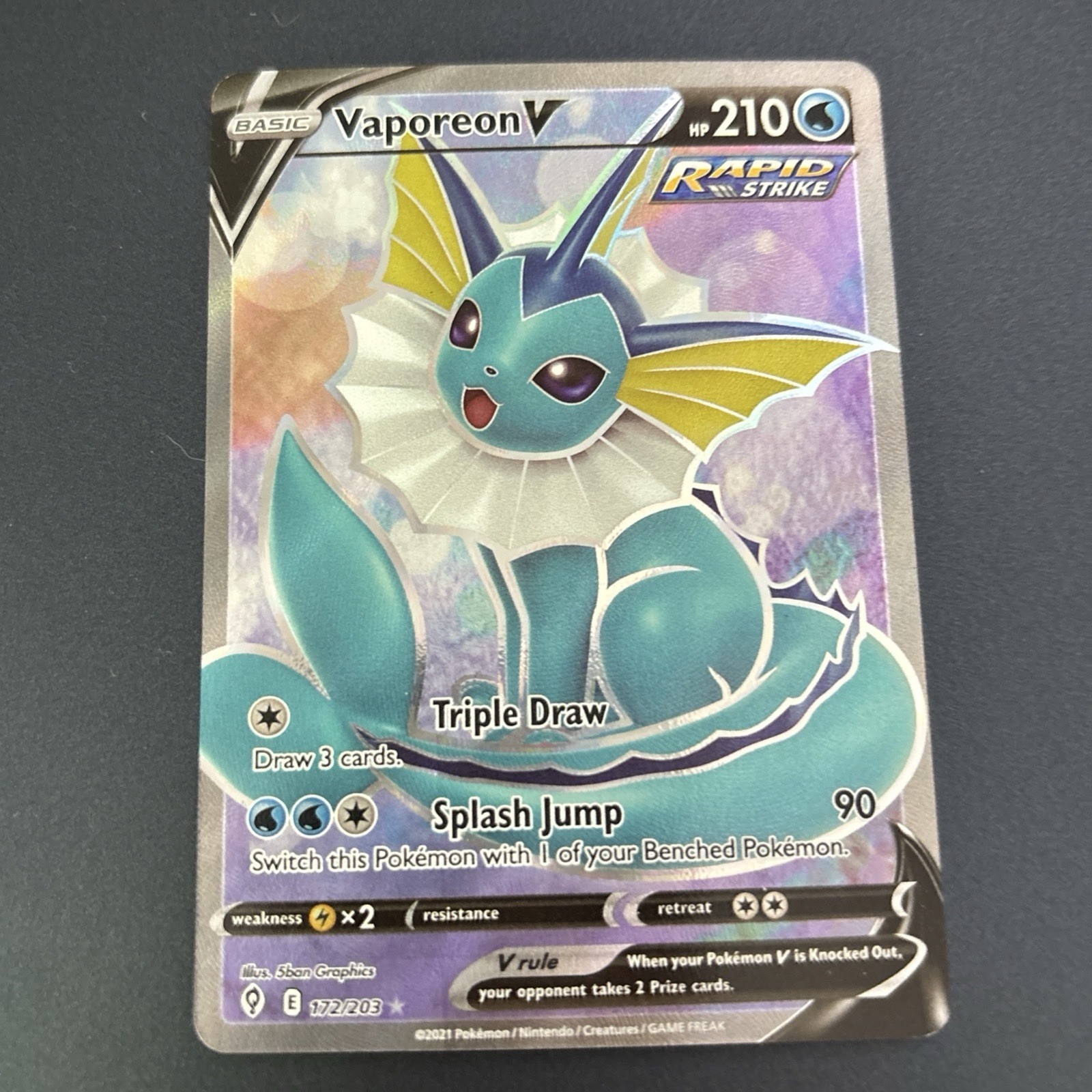 Pokémon TCG Vaporeon v Evolving Skies Holo Ultra Rare Card 172/203 NM