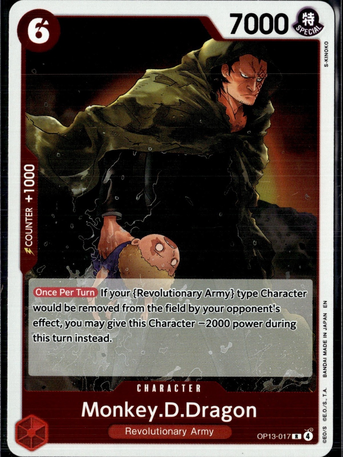 Monkey.D.Dragon Foil R Carrying On His Will OP13-017 NM