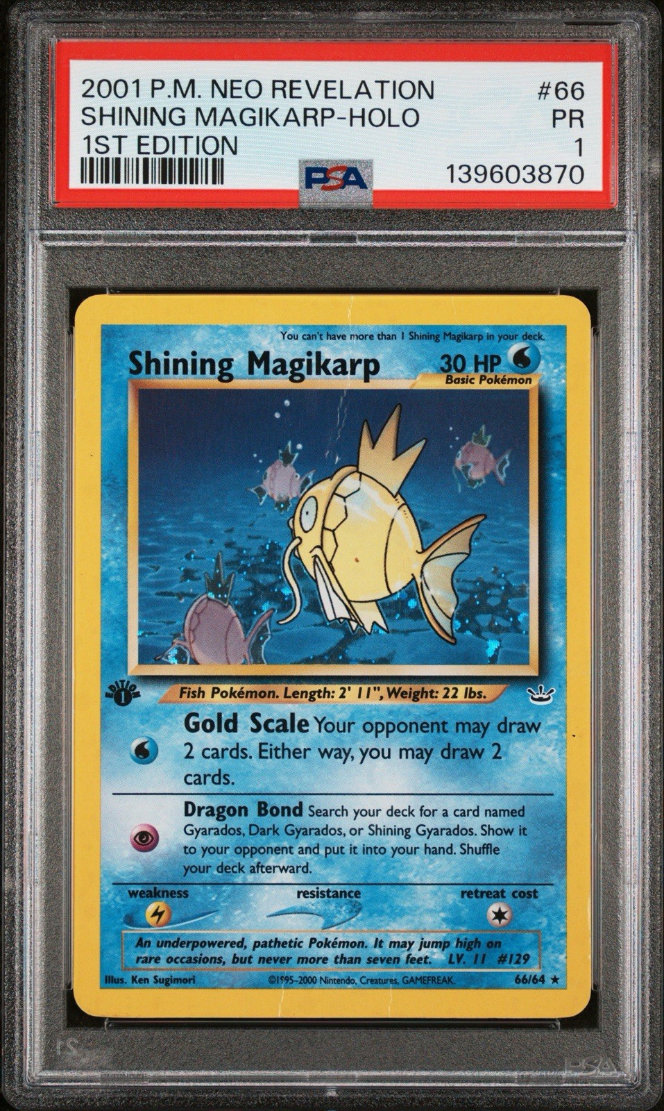 PSA 1 1st Edition Shining Magikarp Neo Revelation