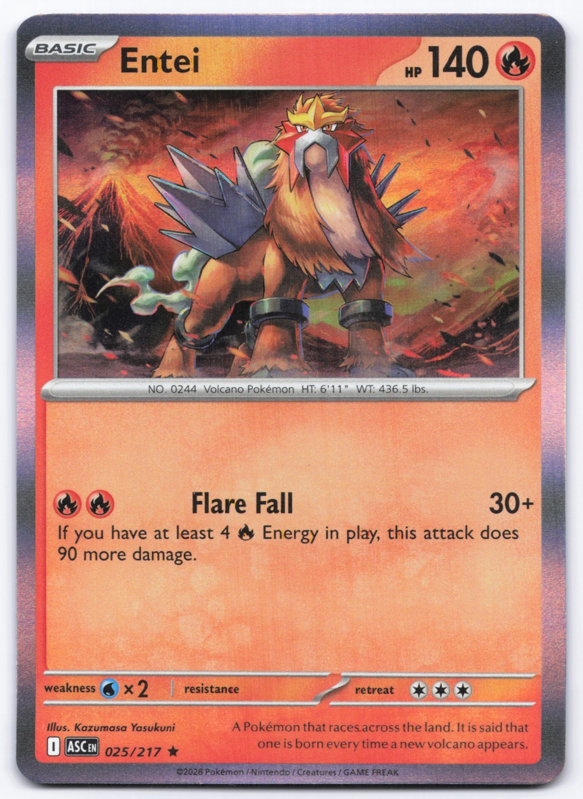 Pokémon TCG Entei 025/217 Holo Ascended Heroes NM