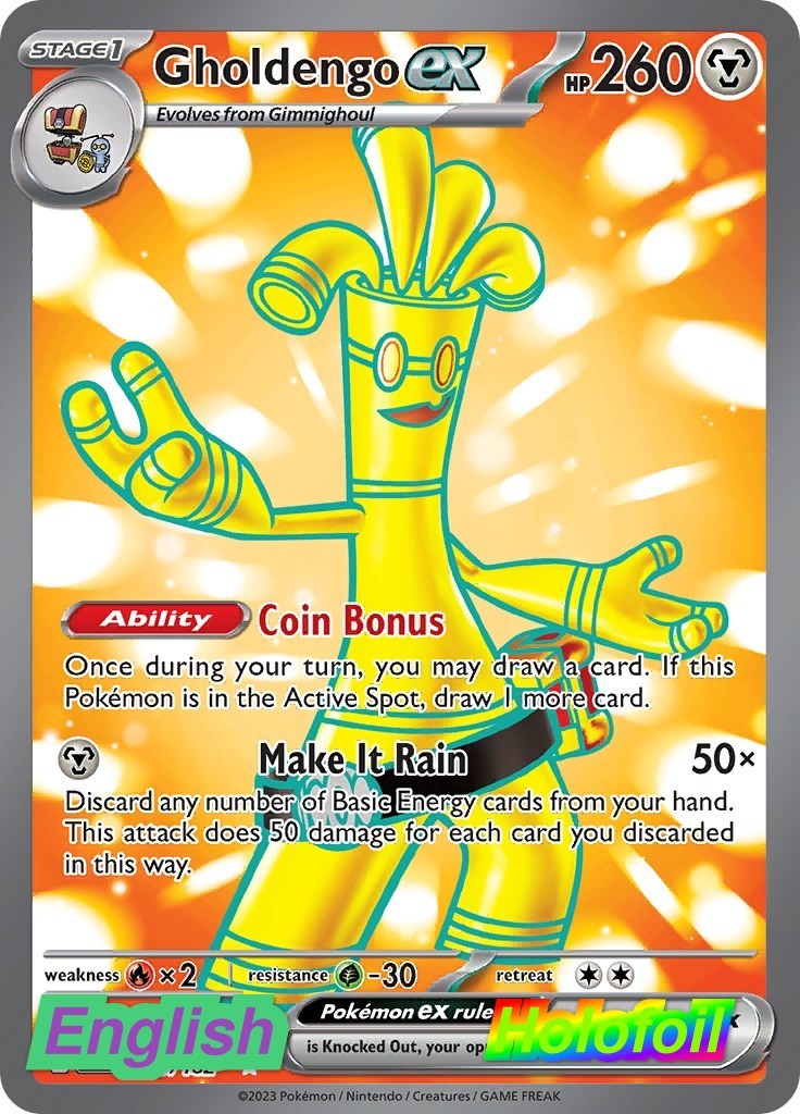 Pokemon- Gholdengo ex [PAR – 231/182] Paradox Rift NM Ultra Rare Holofoil
