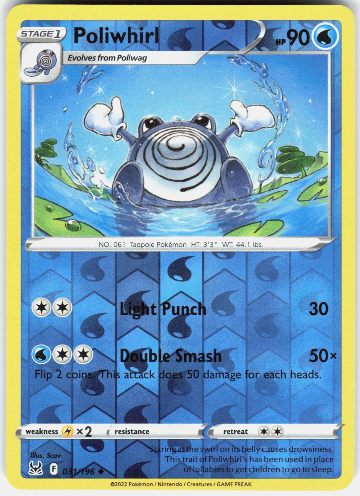 Poliwhirl Reverse Holo SWSH11: Lost Origin 031/196 NM Scav