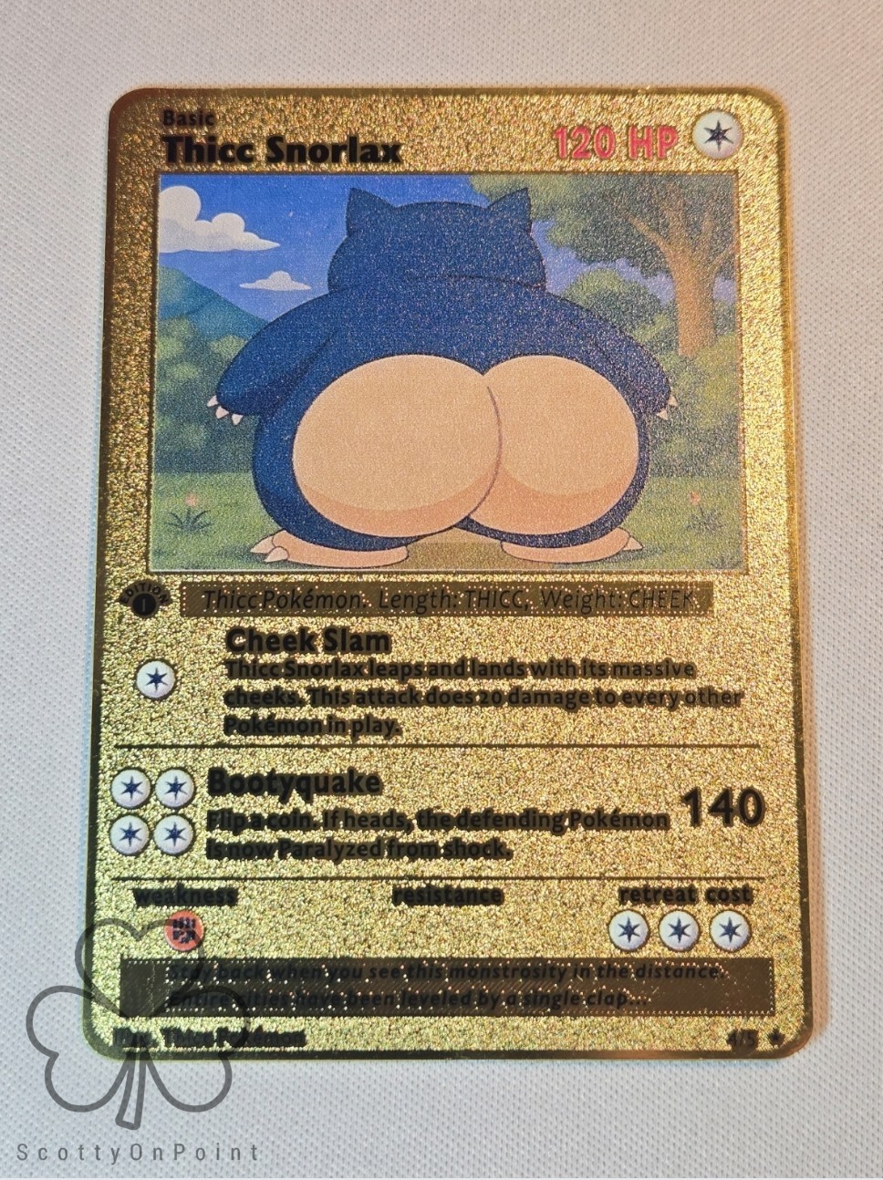 Snorlax Gold Metal Pokémon Promo Card Collectible/Gift/Display